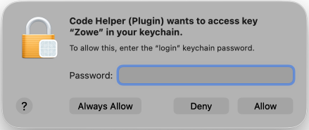 macOS keychain access prompt